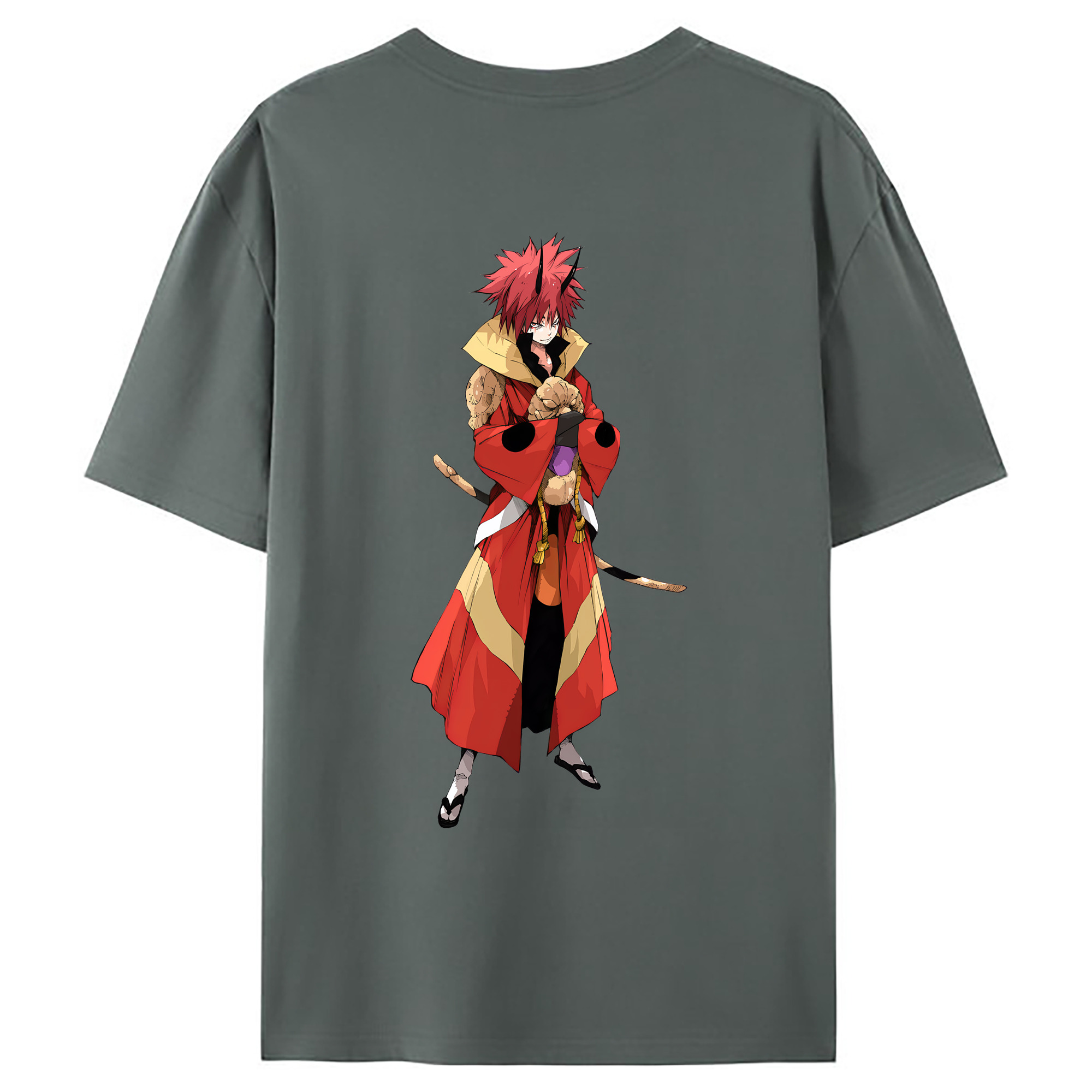 （画像用） 転スラ Regarding Reincarnated to Slime 綿100％ メンズ半袖Tシャツ（バックプリント） 通気性